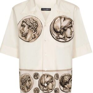 Dolce & Gabbana Men's White Coin Print Shirt SOLD OUT BY POPULAR DEMAND